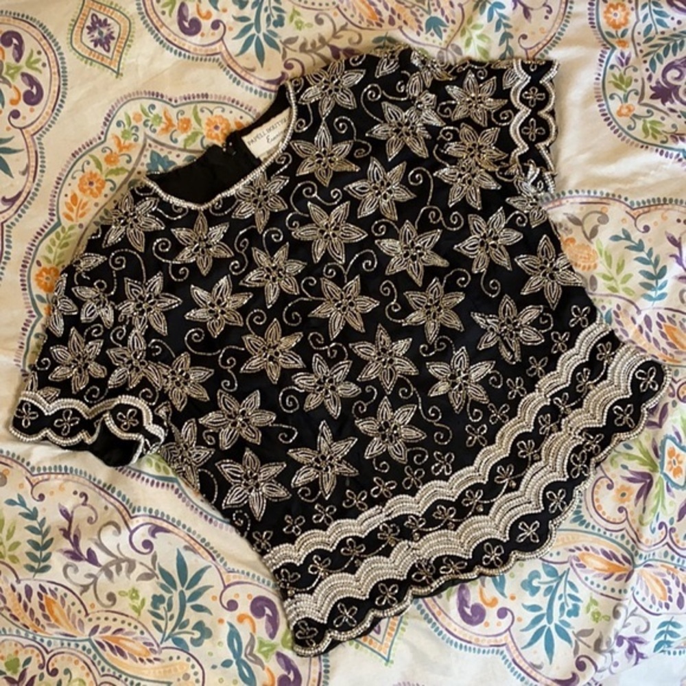 Papell Boutique Evening • Vintage Beaded Crop Top